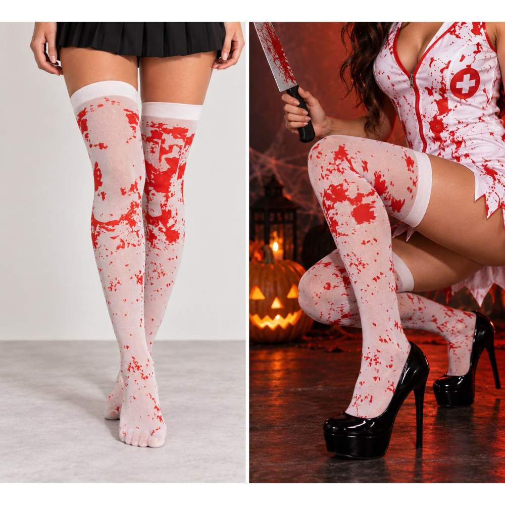Zac's Alter Ego - Blood Splatter Elastic Bas cuissardes - Blanc